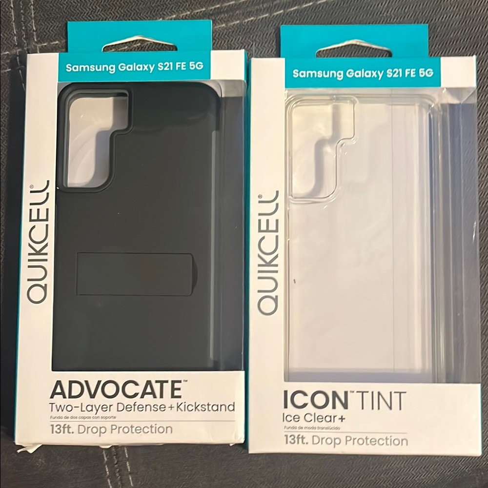 Advocate and Icon Tint Cases for Samsung Galaxy S21 FE 5G - Black and Clear